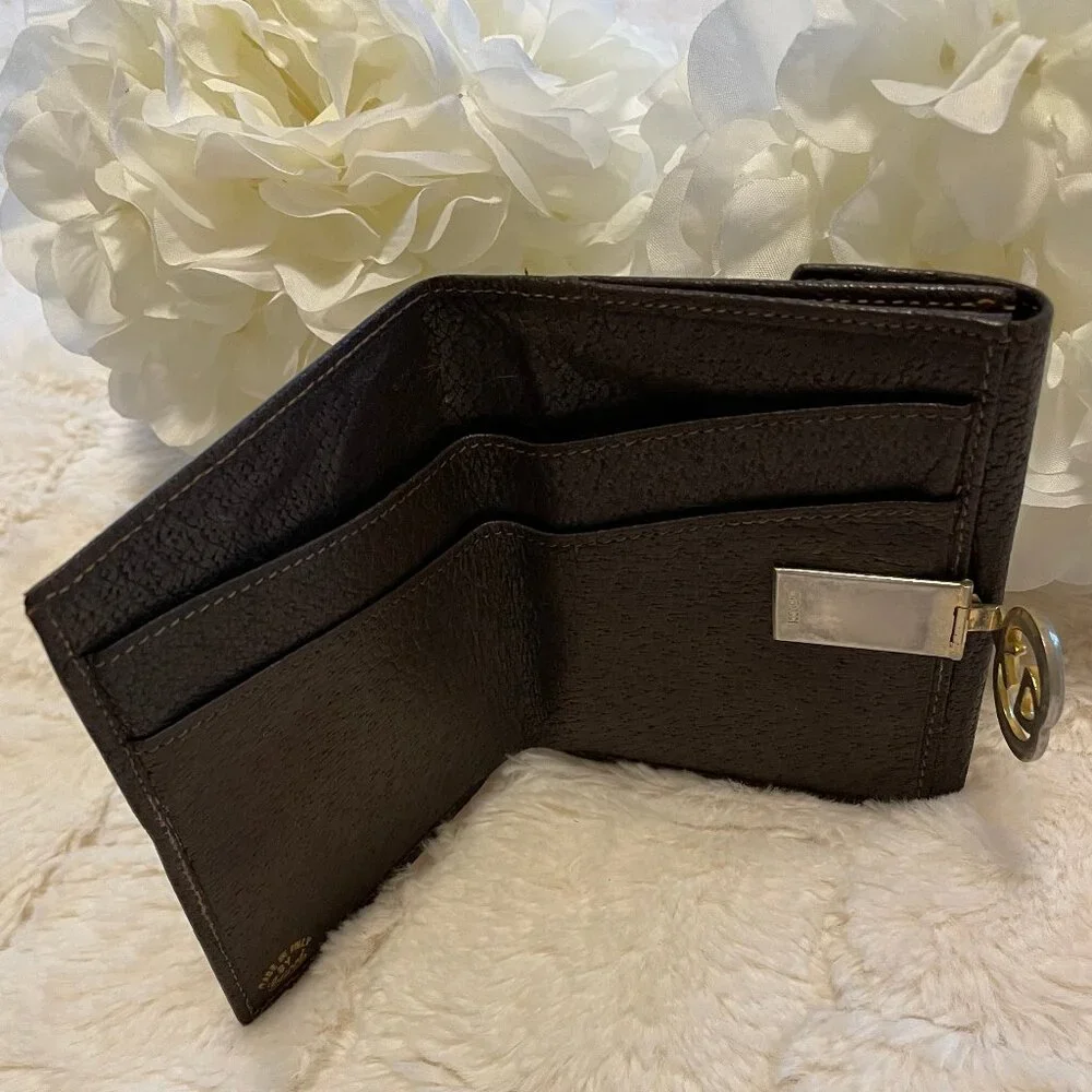 Vintage Gucci Brown Leather Bifold Wallet EUC